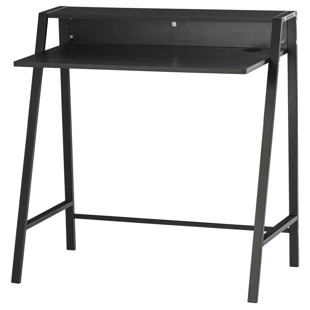 2-Tier Metal Frame Desk with Storage - Black