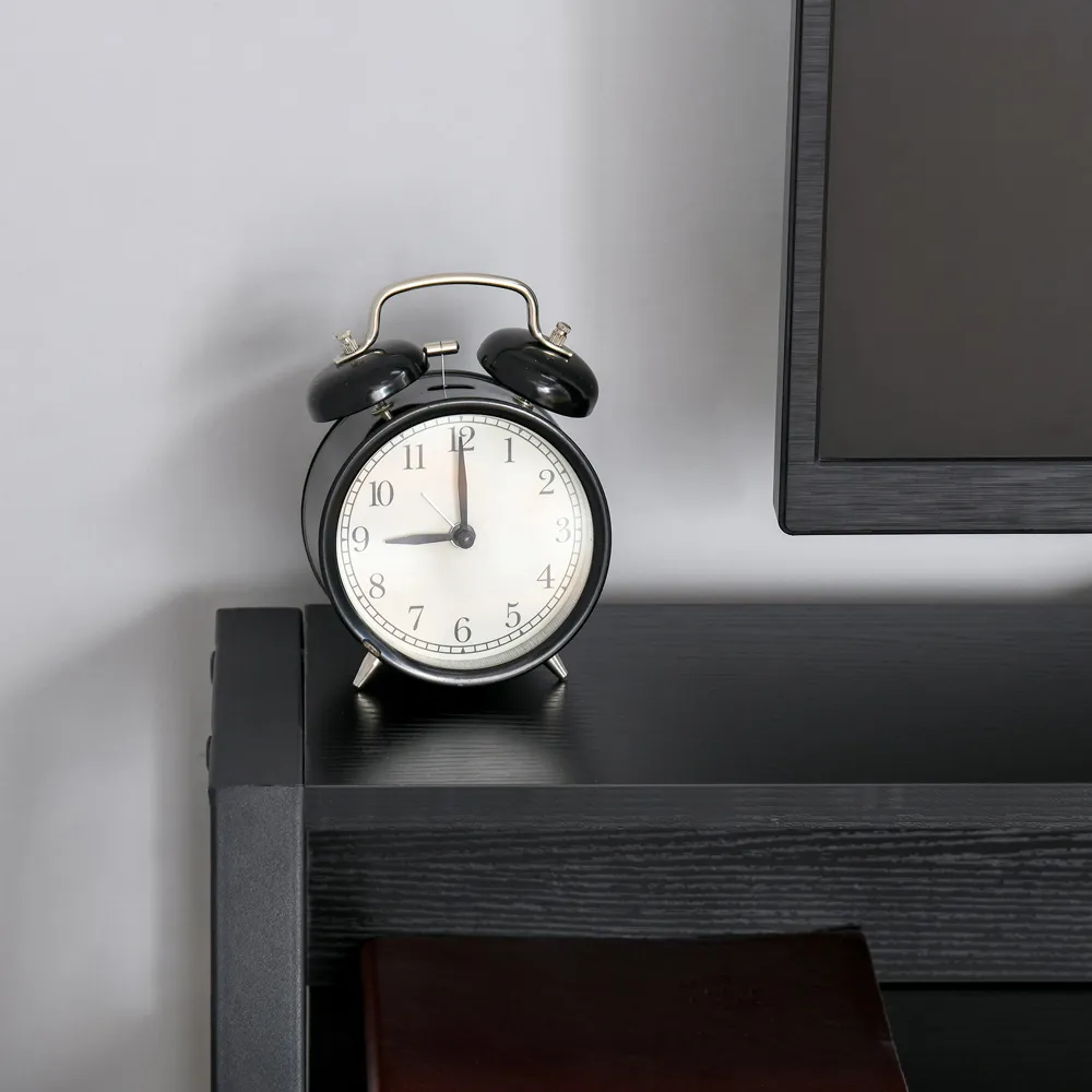 2-Tier Metal Frame Desk with Storage - Black