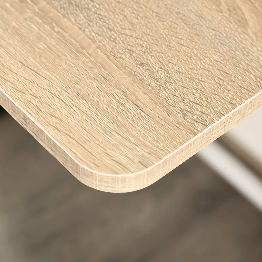 2-Tier Metal Frame Desk with Storage - Brown