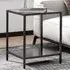 2-Tier Side Table with Glass Top - Black