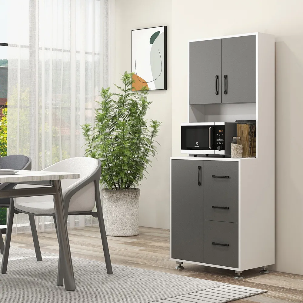 3 Door 3 Drawer Kitchen Storage Cabinet - Grey