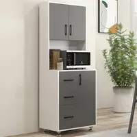 3 Door 3 Drawer Kitchen Storage Cabinet - Grey