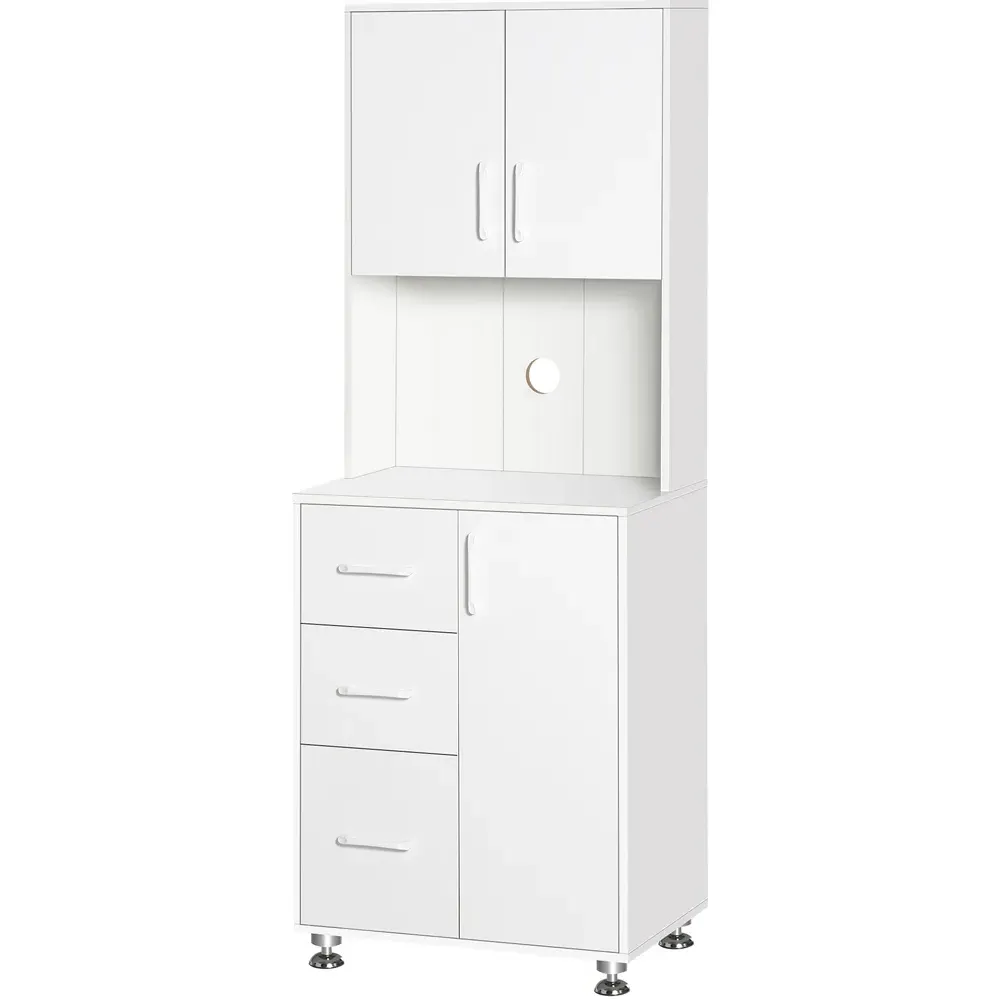 3 Door 3 Drawer Kitchen Storage Cabinet - White