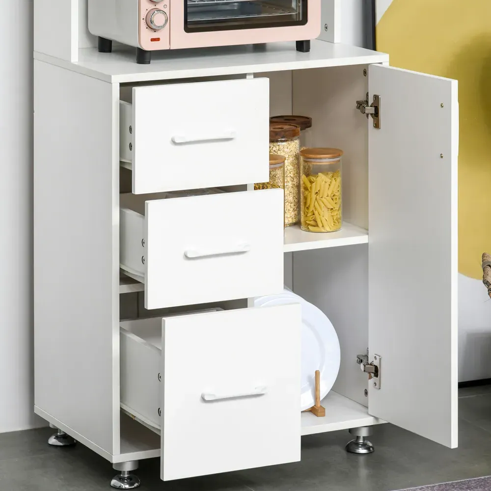 3 Door 3 Drawer Kitchen Storage Cabinet - White