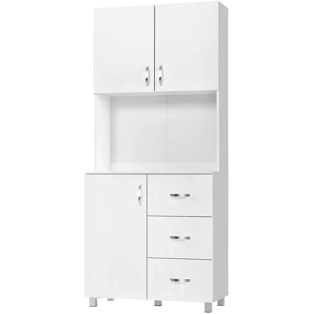 3 Door 3 Drawer Kitchen Storage Cabinet - White