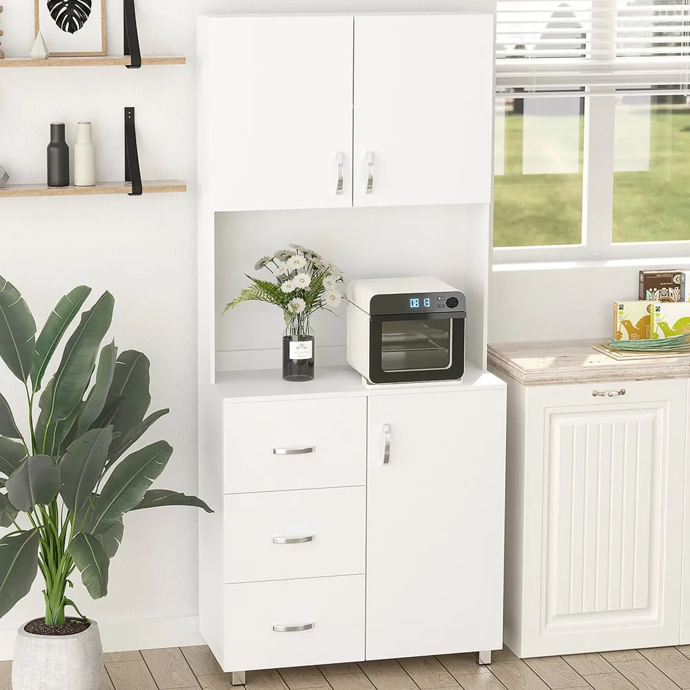 3 Door 3 Drawer Kitchen Storage Cabinet - White