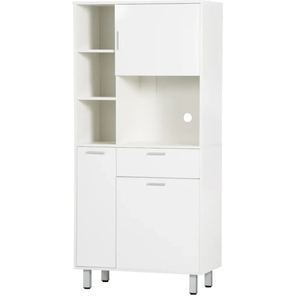 3 Door Display Cabinet with Drawer - White