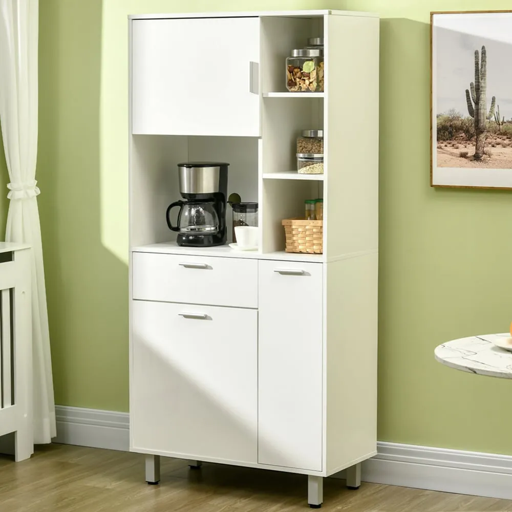 3 Door Display Cabinet with Drawer - White