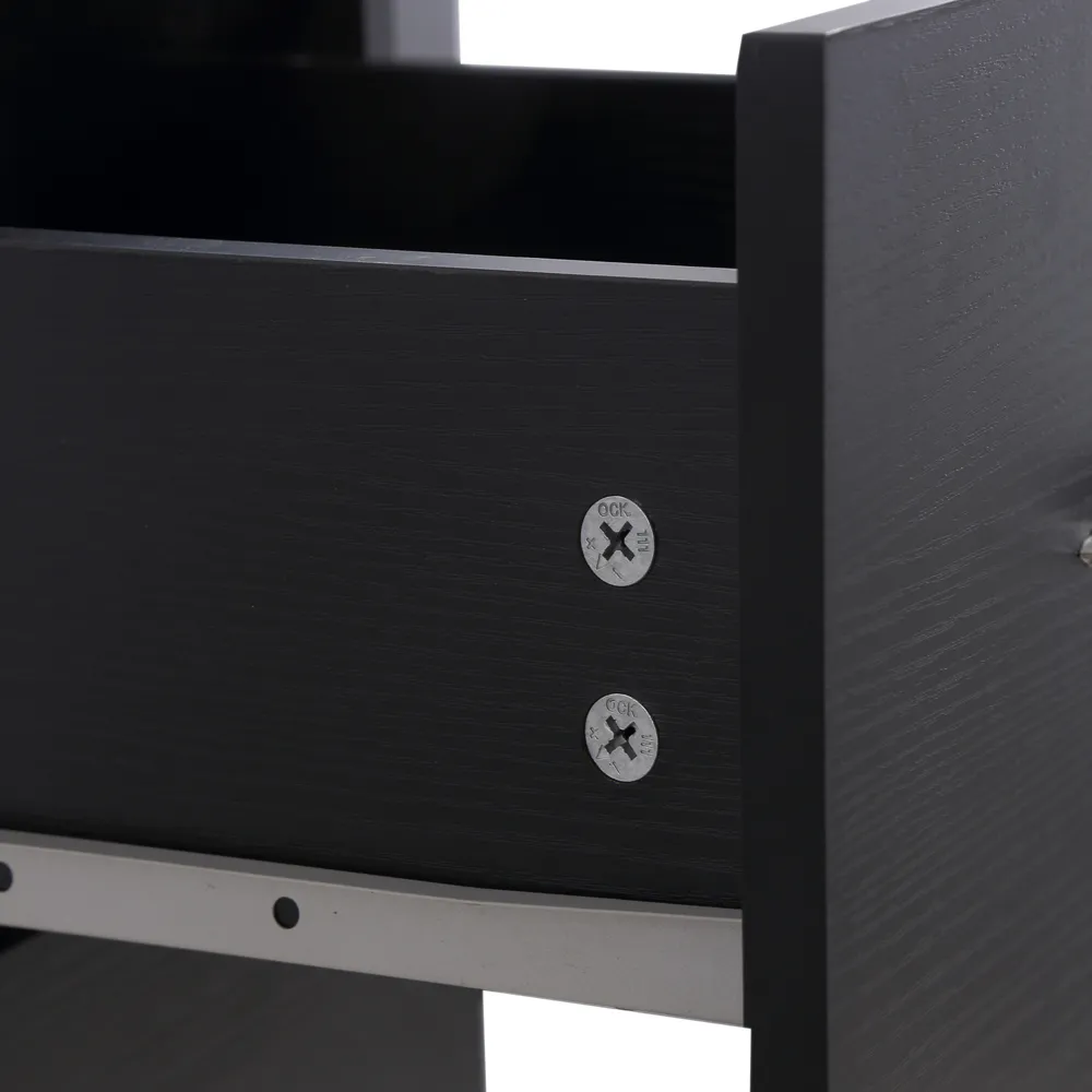 3 Drawer 3 Shelf Computer Desk - Black