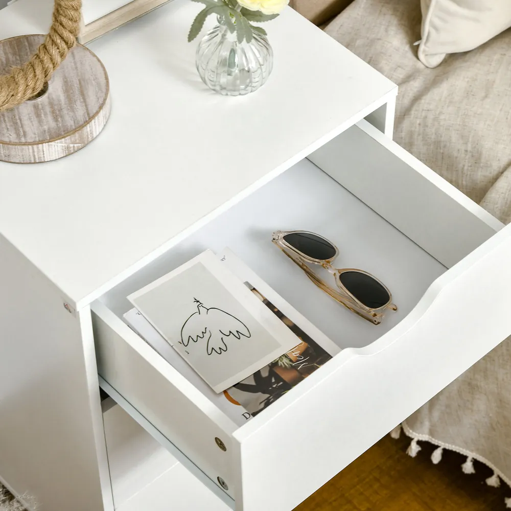 3 Drawer Bedside Table - White