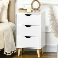 3 Drawer Bedside Table - White