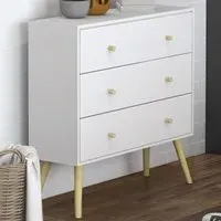 3 Drawer Chest of Drawers - White, Pine Wood