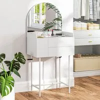 3 Drawer Dressing Table with Mirror - White