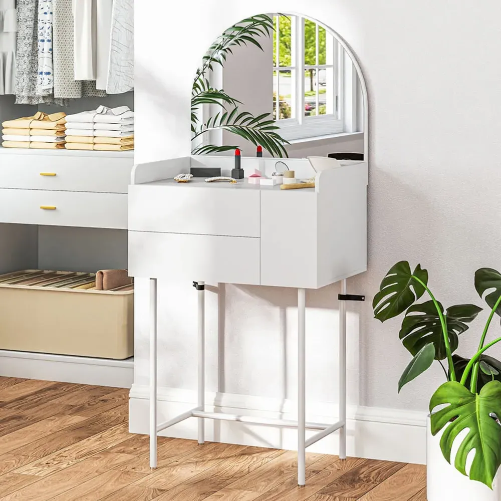 3 Drawer Dressing Table with Mirror - White