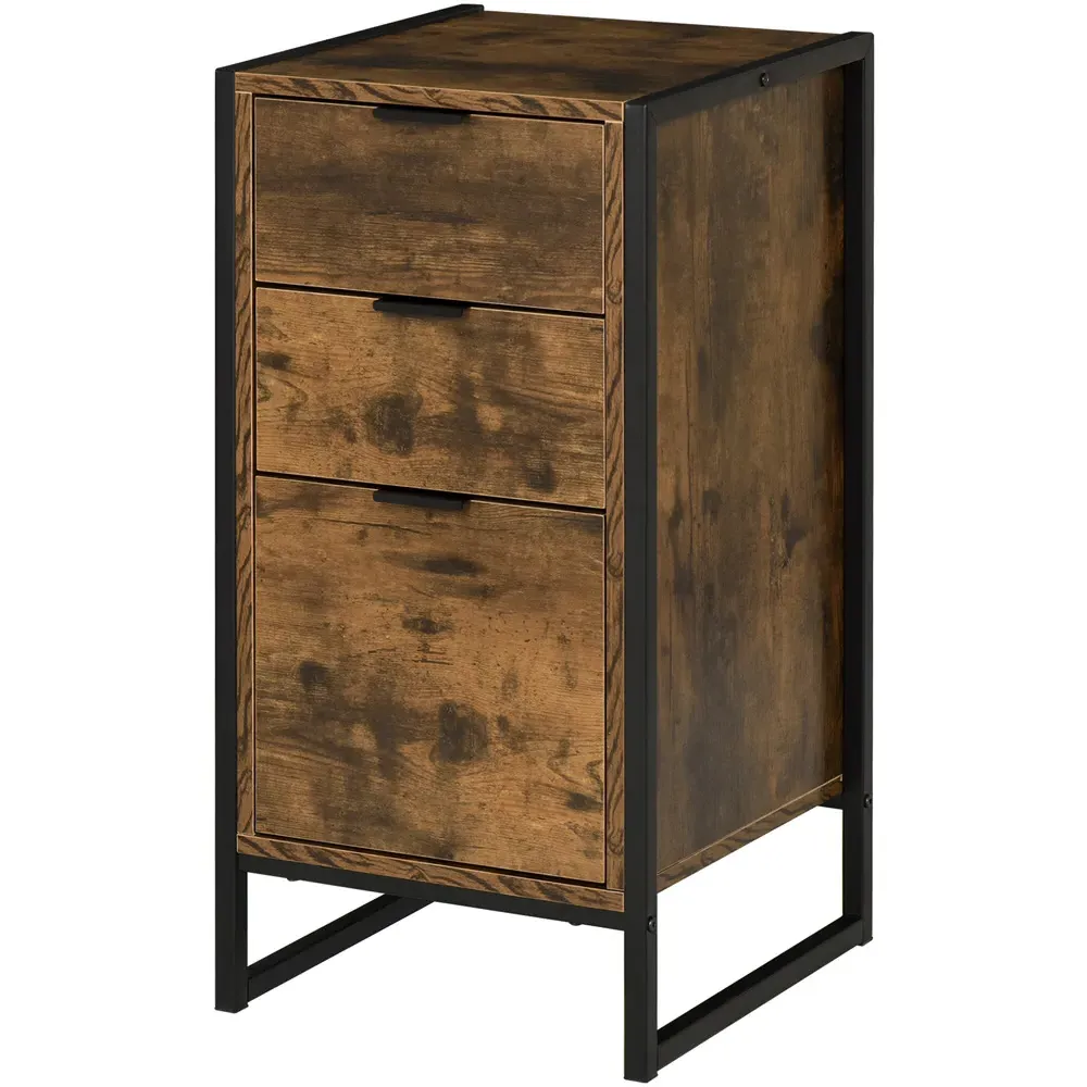 3 Drawer Industrial Storage Cabinet - Brown