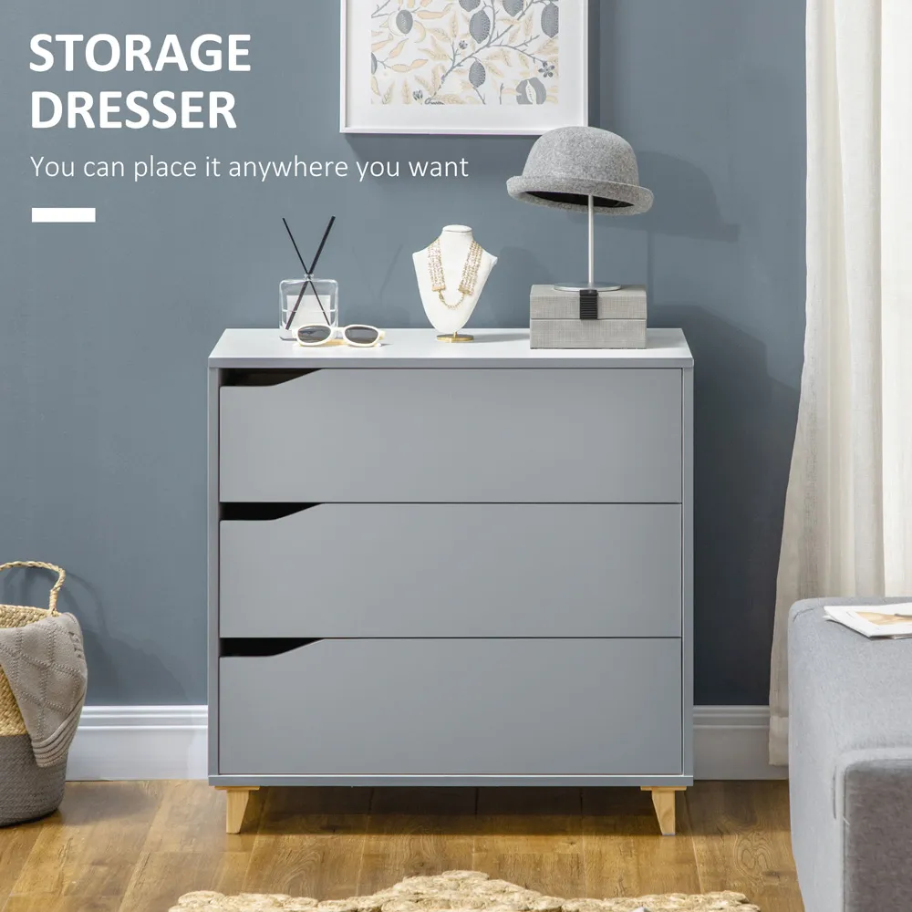 3 Drawer Storage Cabinet - Grey