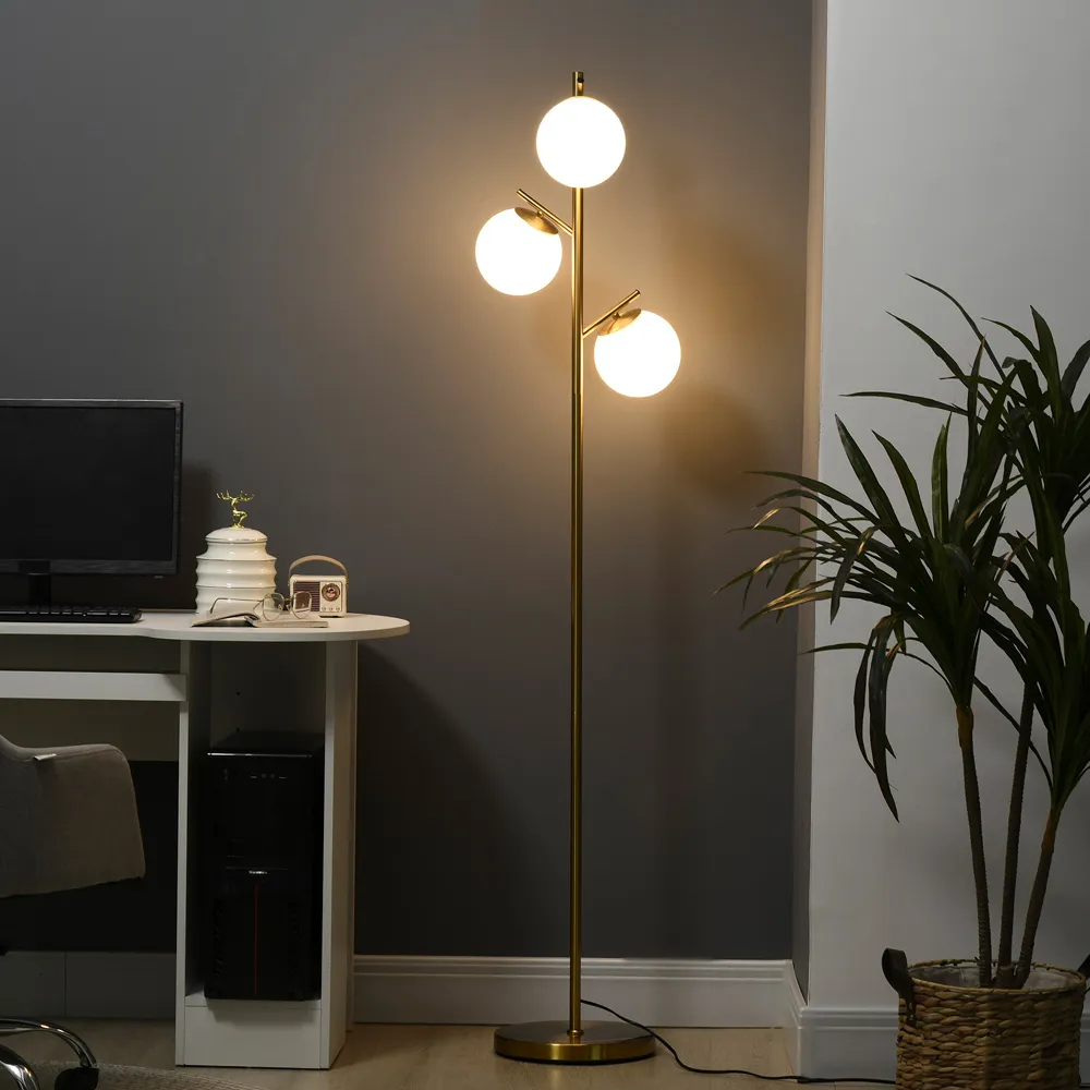 3 Light Tree Floor Lamp - Gold