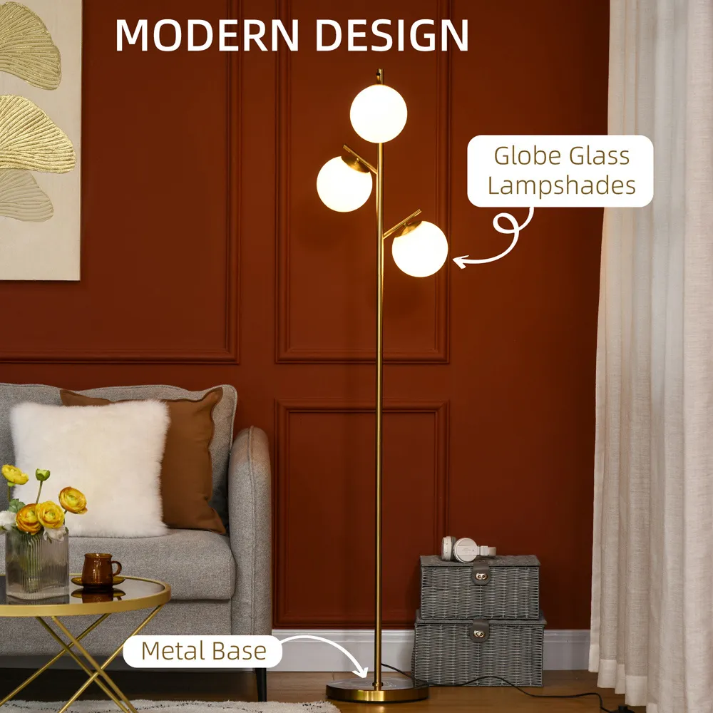 3 Light Tree Floor Lamp - Gold