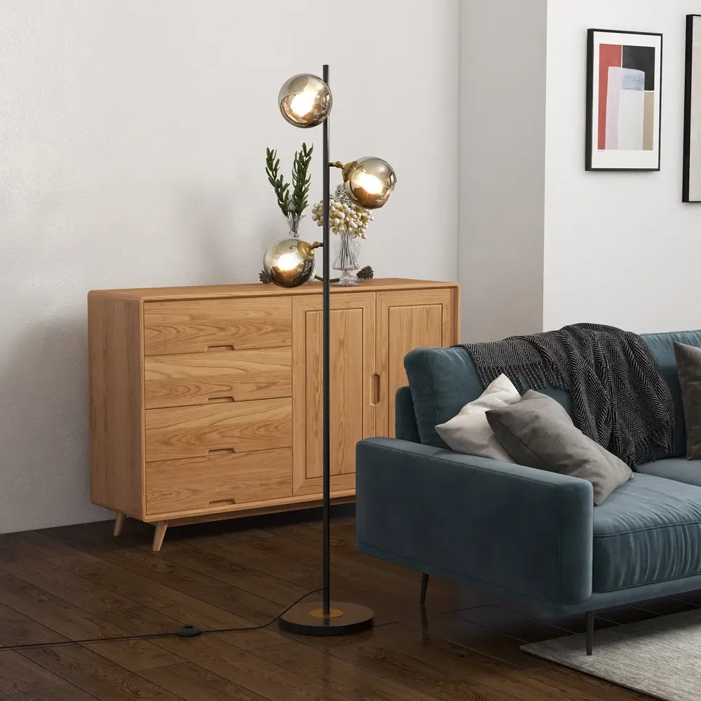 3 Light Tree Floor Lamp - Grey