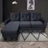 3-Seater L-Shaped Corner Sofa with Ottoman - Black, Velvet
