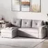 3-Seater L-Shaped Sofa Bed with Storage - Grey, Linen
