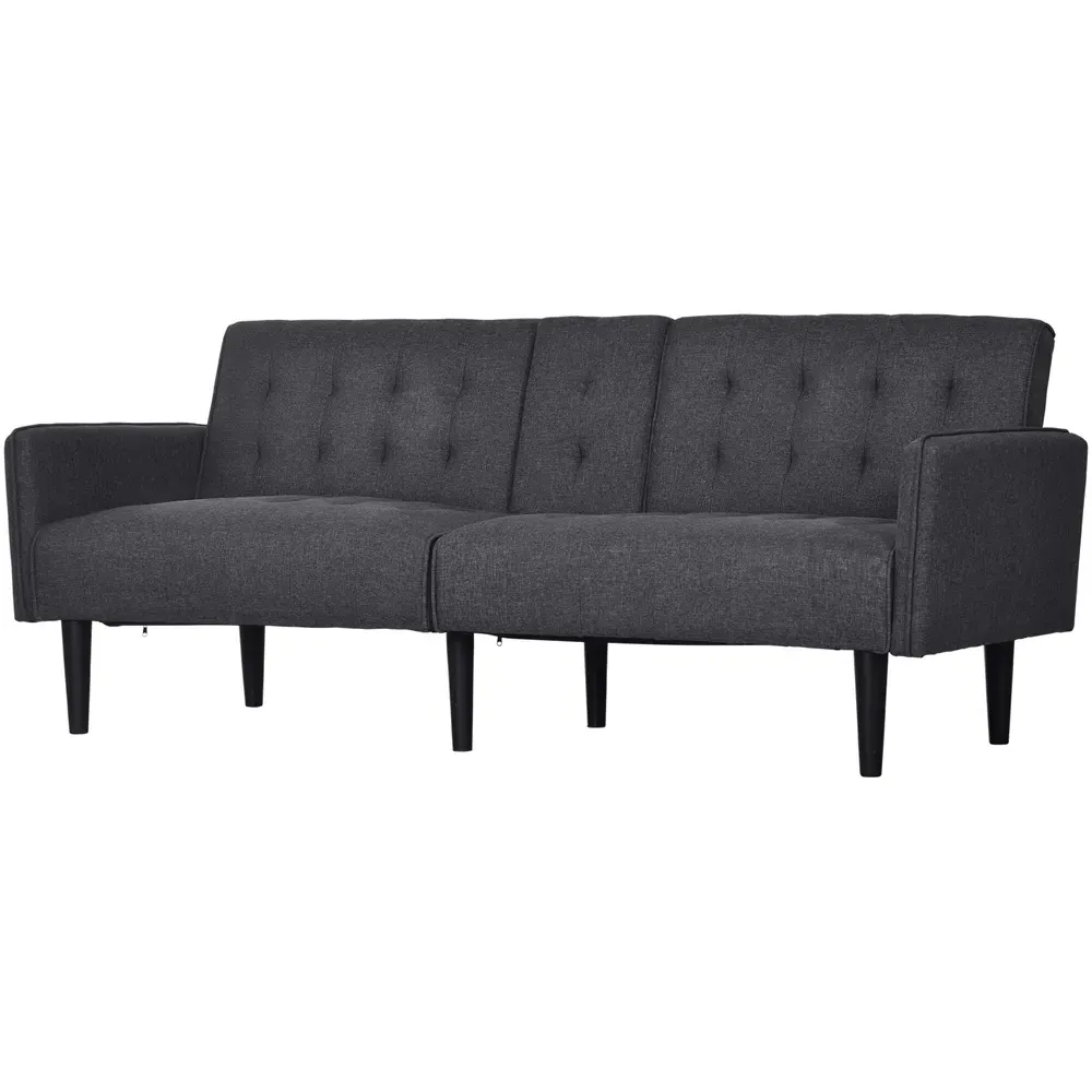 3-Seater Sofa Bed with Click Clack - Grey, Linen-Feel