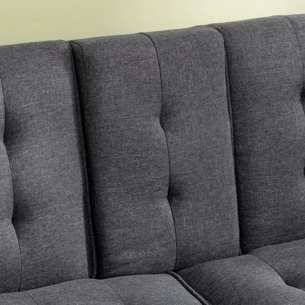 3-Seater Sofa Bed with Click Clack - Grey, Linen-Feel