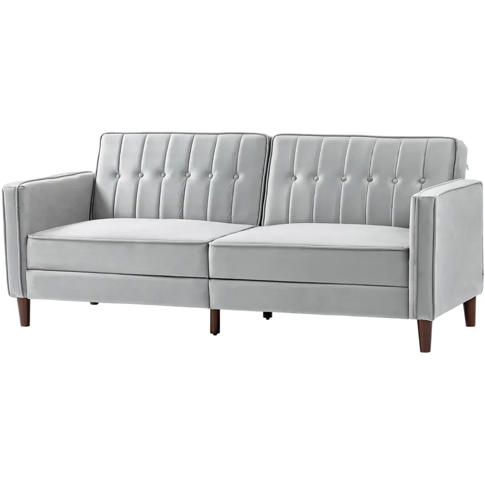 3-Seater Sofa Bed with Reclining - Light Grey, Velvet