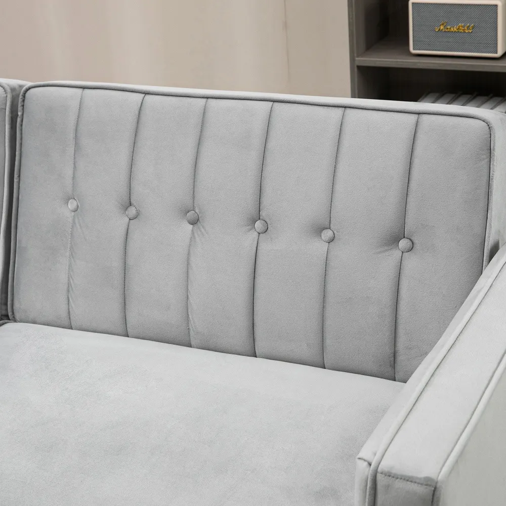 3-Seater Sofa Bed with Reclining - Light Grey, Velvet