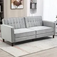 3-Seater Sofa Bed with Reclining - Light Grey, Velvet