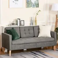 3-Seater Sofa with Storage - Grey, Cotton