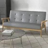 3-Seater Tufted Sofa - Dark Grey, Linen