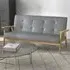 3-Seater Tufted Sofa - Dark Grey, Linen