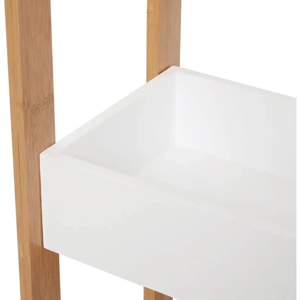 3 Shelf Bathroom Storage Unit - White, Bamboo