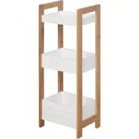 3 Shelf Bathroom Storage Unit - White, Bamboo