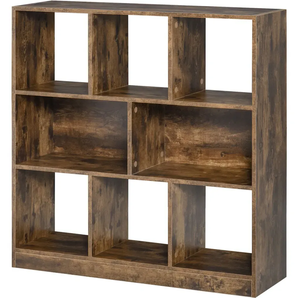 3 Shelf Bookcase with Dividers - Brown