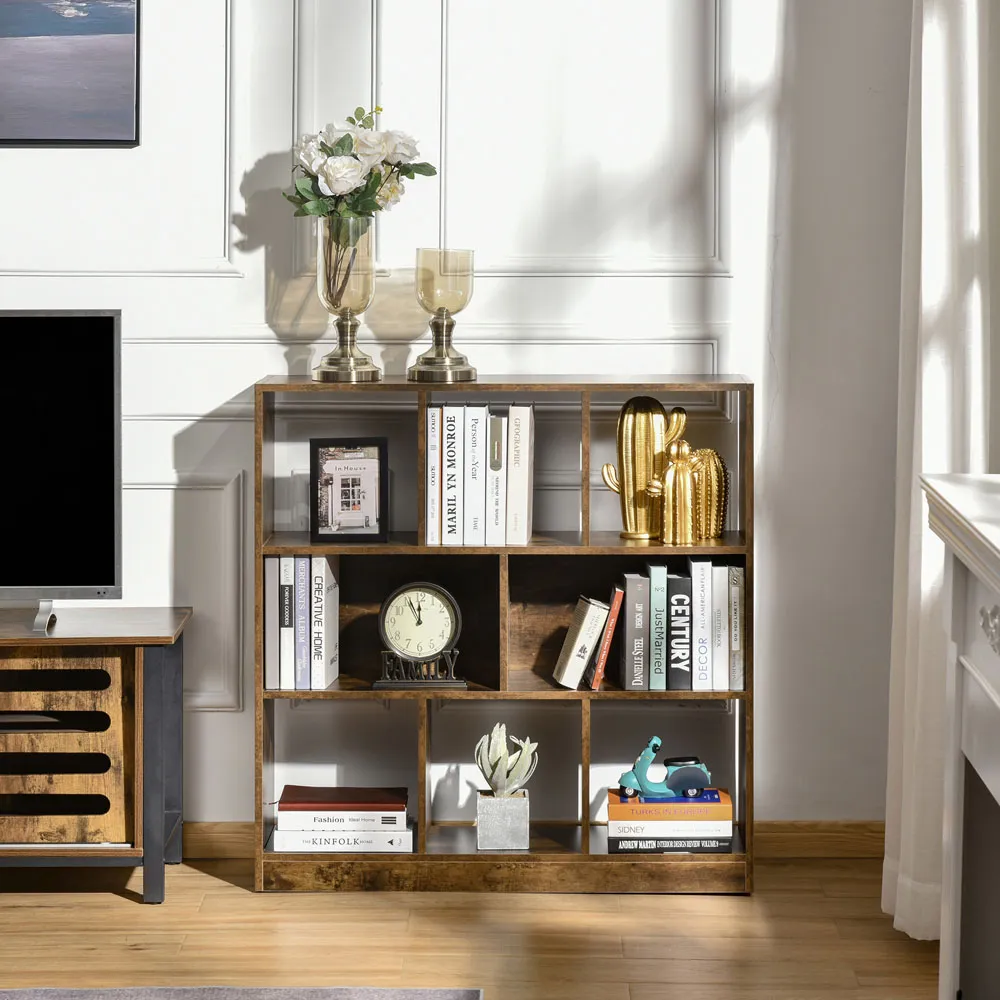 3 Shelf Bookcase with Dividers - Brown