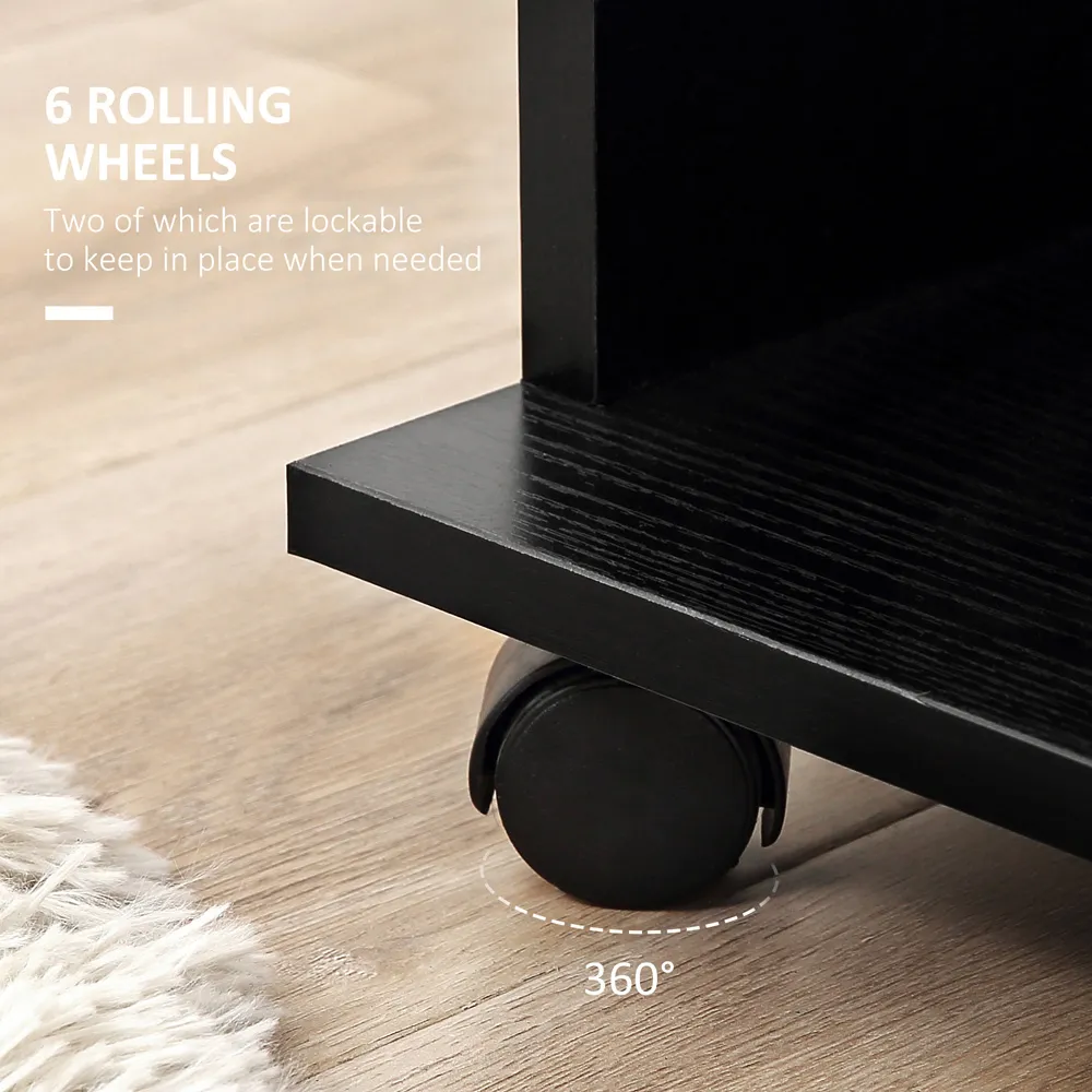 3 Shelf Mobile Open Wardrobe - Black