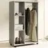 3 Shelf Rolling Open Wardrobe with Hanging Rail - Grey