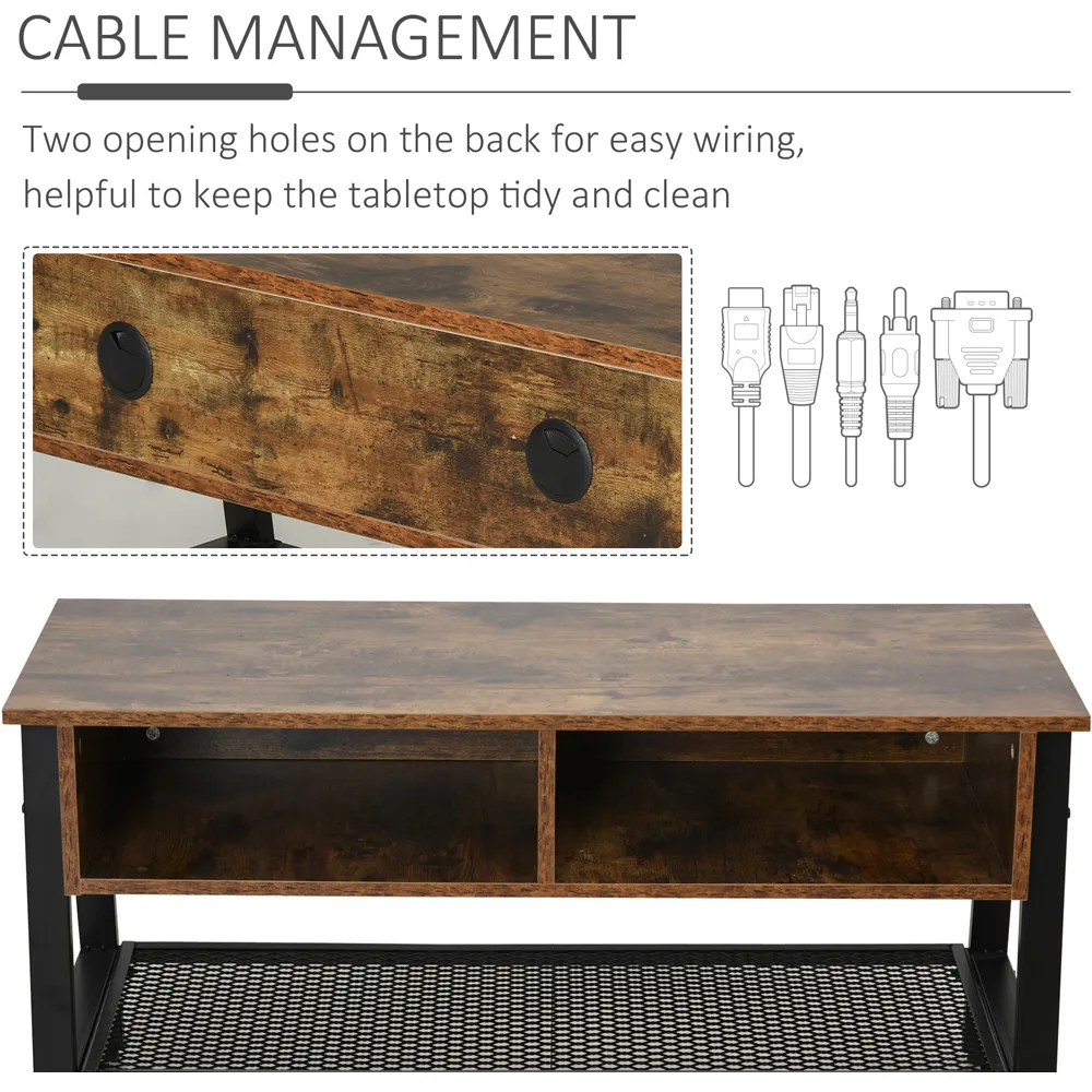 3 Shelf TV Unit with Steel Base - Black, Rubber Wood