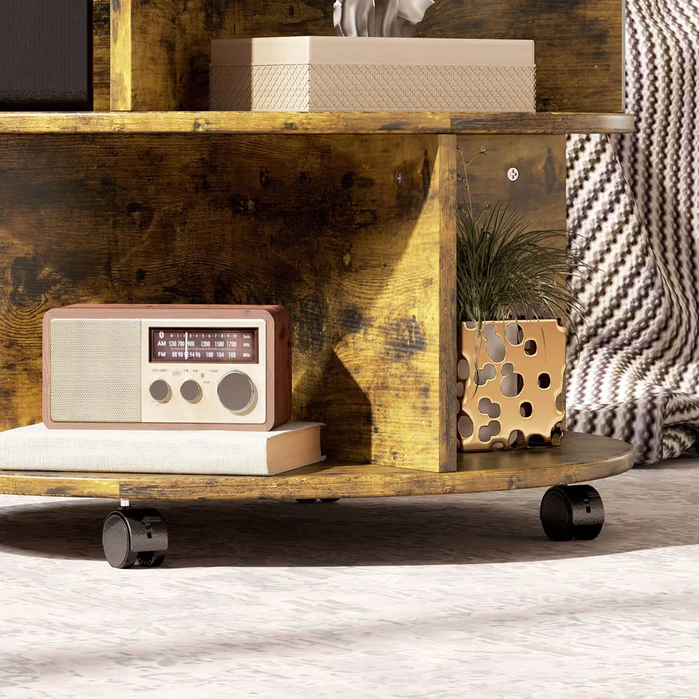 3 Tier Coffee Table with Storage - Brown, Engineered Wood