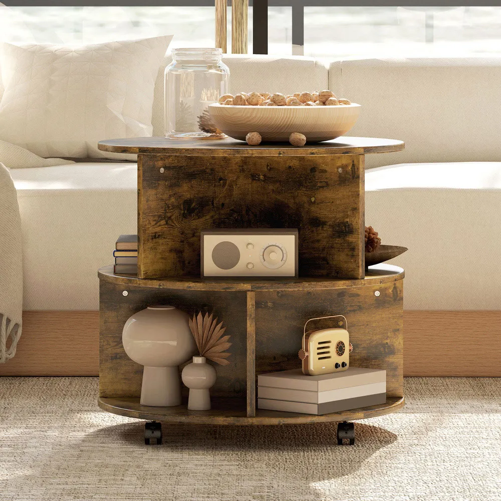 3 Tier Coffee Table with Storage - Brown, Engineered Wood