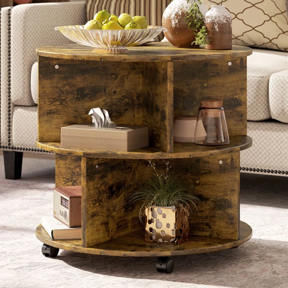 3 Tier Coffee Table with Storage - Brown, Engineered Wood