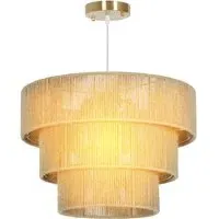 3 Tier Pendant Light - Light Brown, Hemp Rope