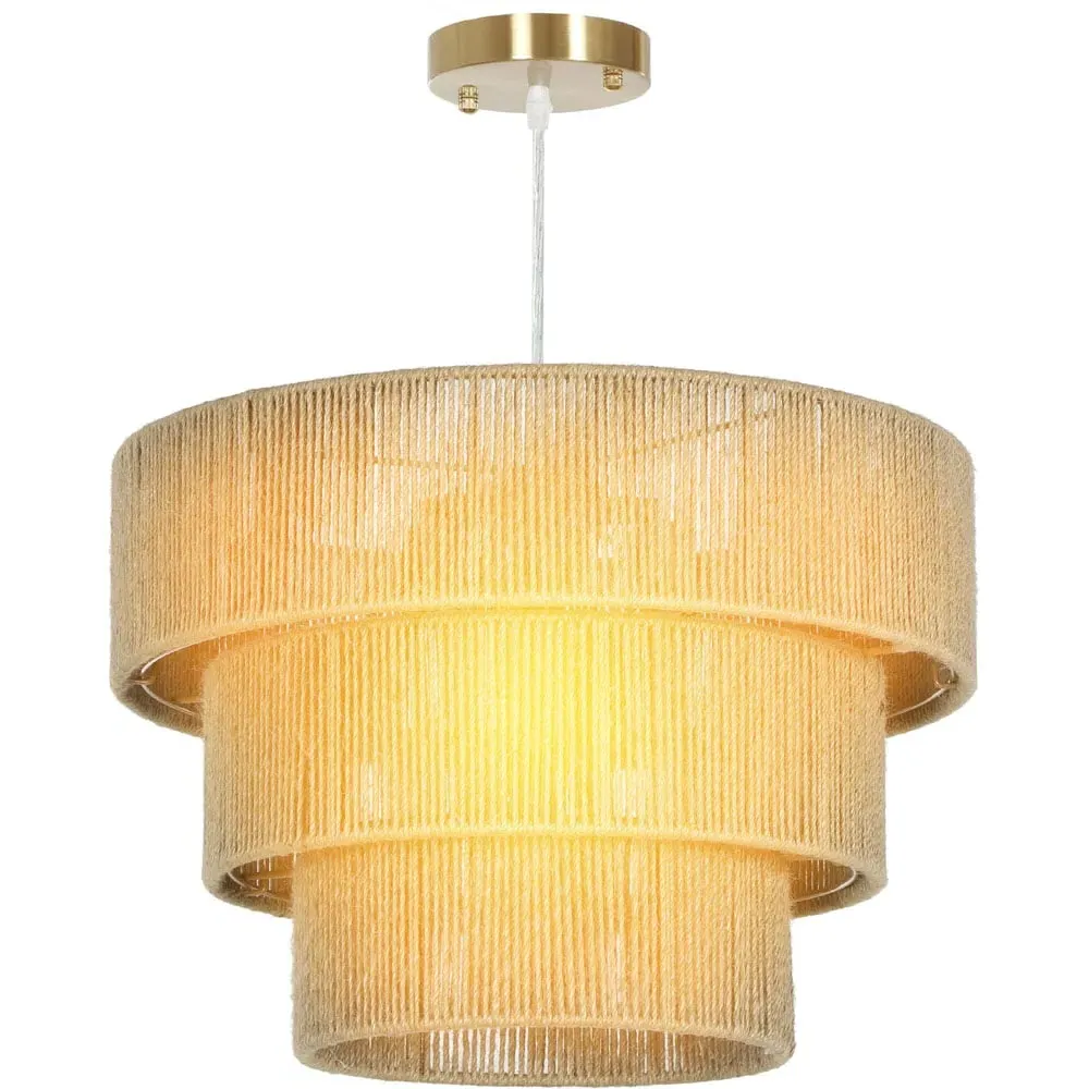 3 Tier Pendant Light - Light Brown, Hemp Rope image