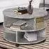 3 Tier Round Coffee Table with Storage - Grey, Cement
