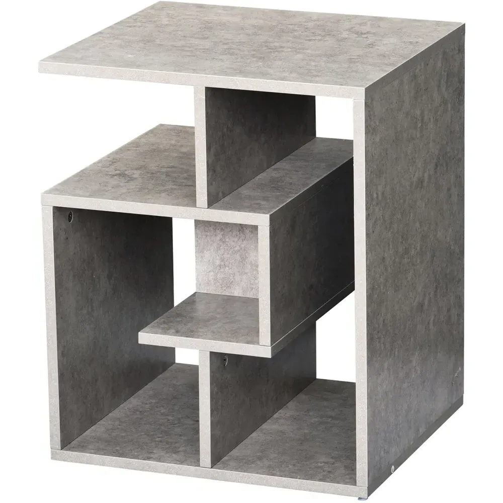 3 Tier Side Table with Storage - Grey, Particle Board