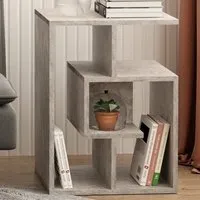 3 Tier Side Table with Storage - Grey, Particle Board