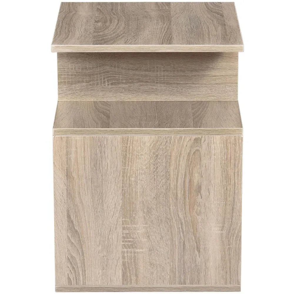 3 Tier Side Table with Storage - Oak, Particle Board