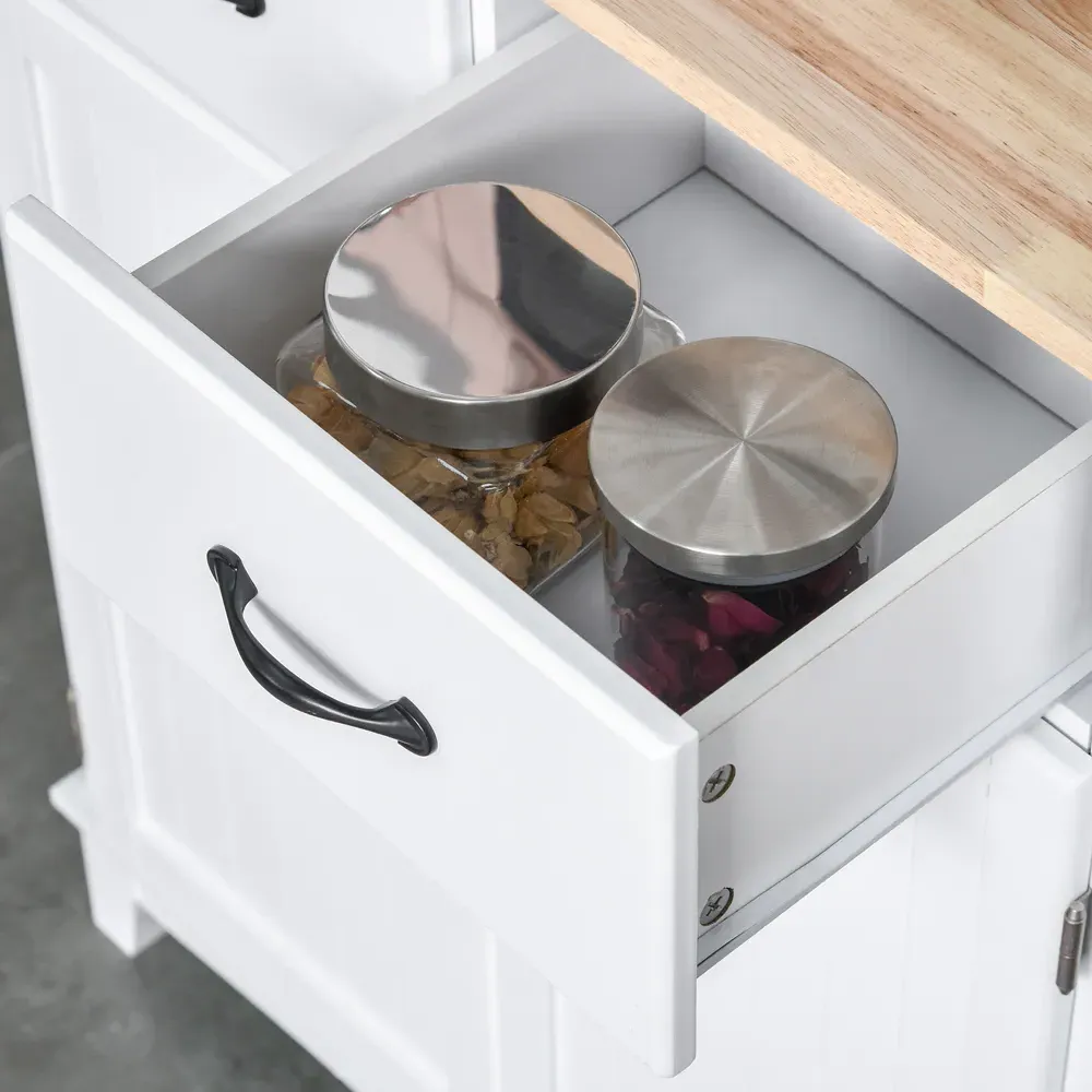 4 Door 2 Drawer Kitchen Storage Cabinet - White